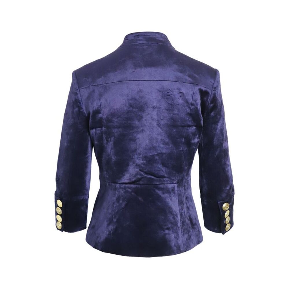 Pierre Balmain Military Blazer and Shorts Set in Blue Velvet - Picture 12 of 12